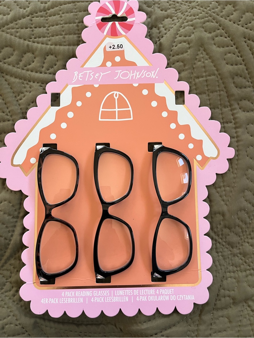 Betsey Johnson Kids Black Reading Glasses 3 Pack +2.50